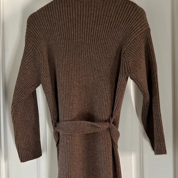 Amadi Anthropologie Women’s Alma Cozy Cardigan Ribbed Belted Brown - Picture 6 of 11